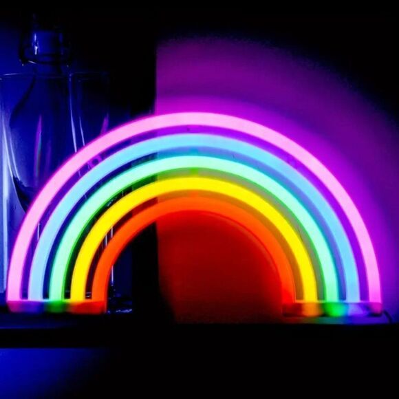NEW Multi-Color Rainbow Neon Sign LED Wall Decor Lamp Girls USB or Batteries - Picture 1 of 3